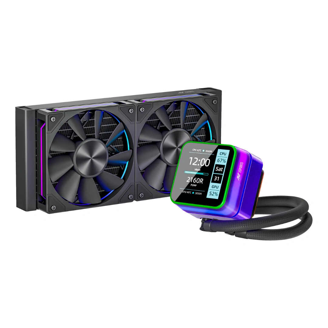 Ant Esports Glacius-240D 240mm ARGB Black AIO Liquid Cooler with display