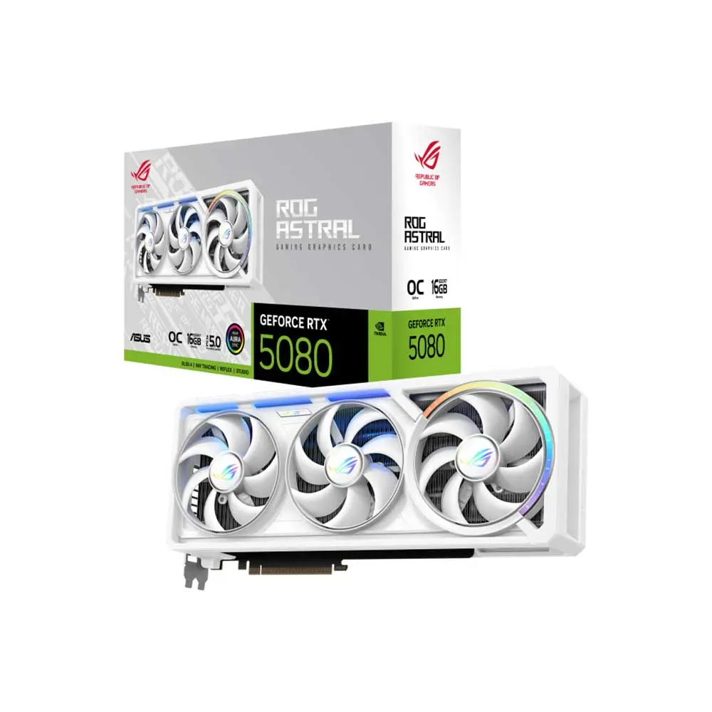 ASUS ROG Astral RTX 5080 16GB GDDR7 White OC Edition Graphics Card