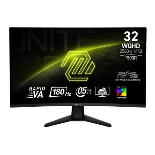 MSI MAG 32CQ6F 32 Inch VA WQHD 180HZ Curved Gaming Monitor (MAG-32CQ6F)